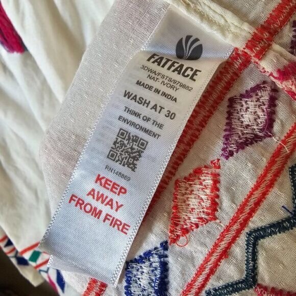 NWT FAT FACE UK BOHO EMBROIDERED TOP SIZE 12/ L & 14 /XL - Picture 13 of 16